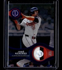 JOSE RAMIREZ #/50 2025 TOPPS TRIBUTE STAMP OF APPROVAL PURPLE 3 COLOR PATCH