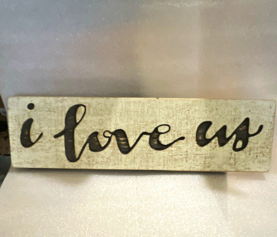 Primitives by Kathy Carved I Love Us Wood Freestanding Rectangle Sign