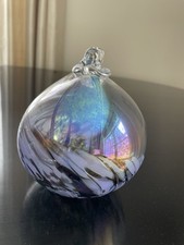 Hand Blown Glass Ornament Witches Ball Sun Catcher Gazing 5.5" Multicolor NWOT