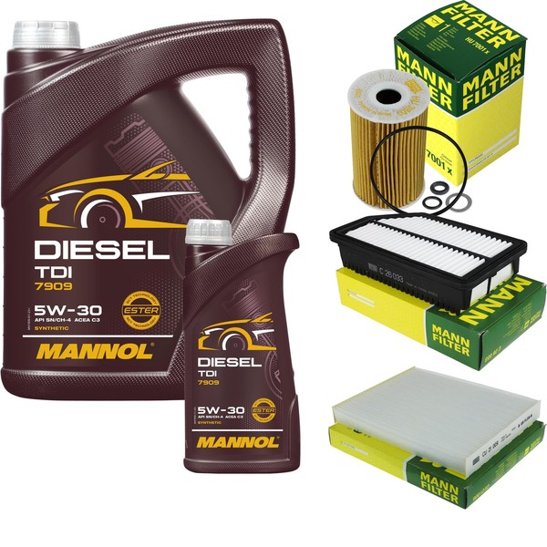 Mann Inspektionspaket 6L Mannol Diesel TDI 5W-30 FüR KIA Soul II 1.6 Crdi 136-image