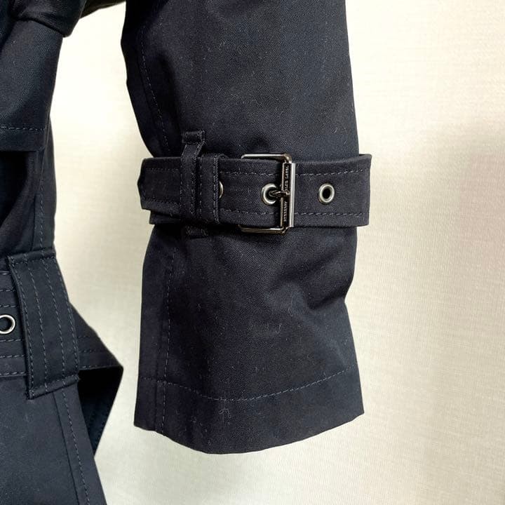 Burberry Blue Label Trench Coat Black Polyester Check Pattern Size 38 Women thumbnail 18