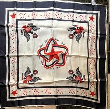 Vtg USA Bicentennial Scarf 1976 25x25" Red White Blue Patriotic 4th July Japan