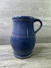 Rowe Pottery Pitcher Jug Dark Denim Blue Color NO LID 7.25" Tall