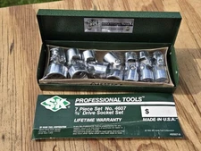 RARE NOS VTG S-K Tools 3/8" Dr SAE Universal Swivel Socket Set 4607 SK USA