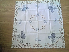 New Coastal Nautical Tablecloth 32" Square Blue & White