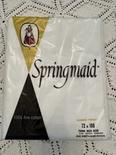 VTG Springmaid Twin Flat Sheet 72x108 Combed Percale White Cotton NOS Sealed