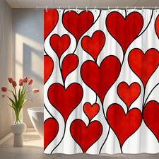Red Hearts Shower Curtain for Cute Bathroom Decor