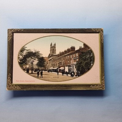 Macclesfield Postkarte Cheshire um 1918 Park grüne edwardianische Geschäfte