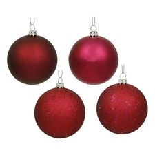 Vickerman 3" 4-Finish Ball Ornament Assortment in Wine Red (Set of 16)