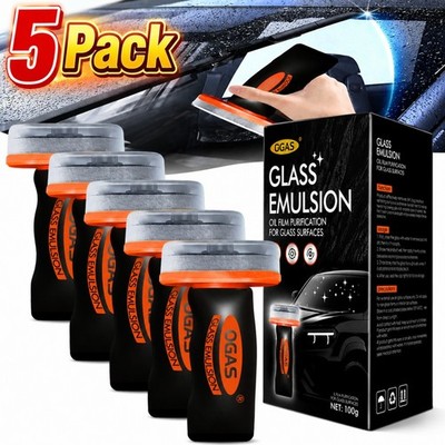 5Pcs Automotive Oil Film Cleaner Car Windshield Oil Film Remover w/ Brush Head