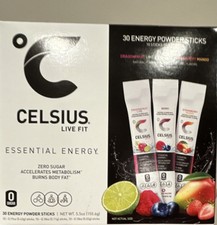 Celsius Essential Energy Powder Sticks 30 Count, Sugar-Free, Assorted Flavors