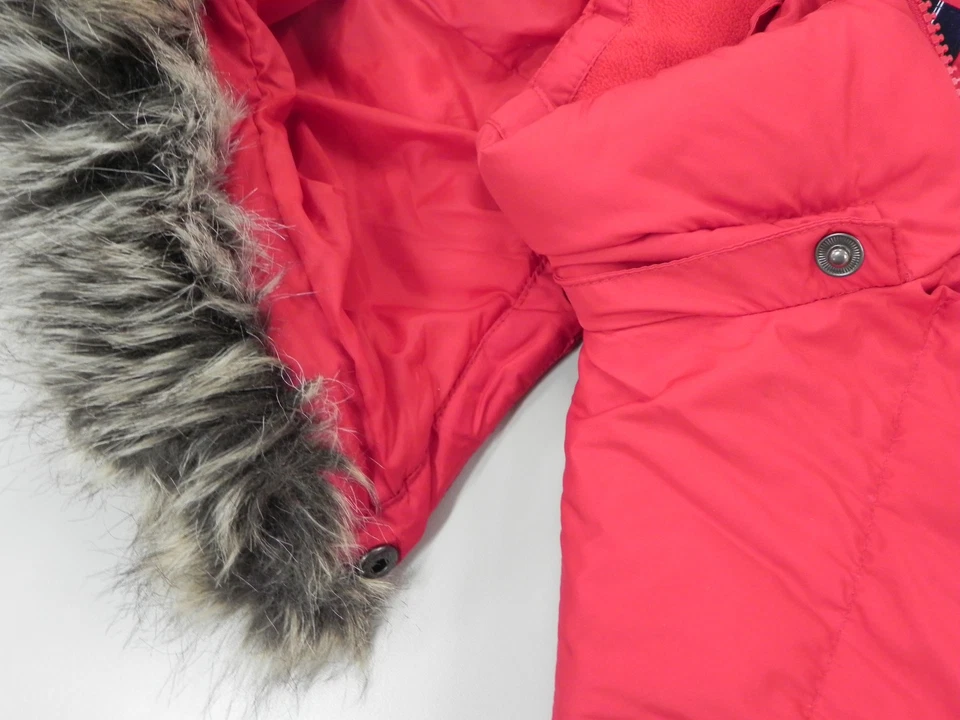 LOT Lands End Womens Maxi Long Down Puffer Coat  Side Zippers & Vest Red Medium - Image 2 of 4