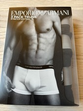 Image of Emporio Armani Black 3 Pack Trunks Stretch Cotton Size Large BNWT