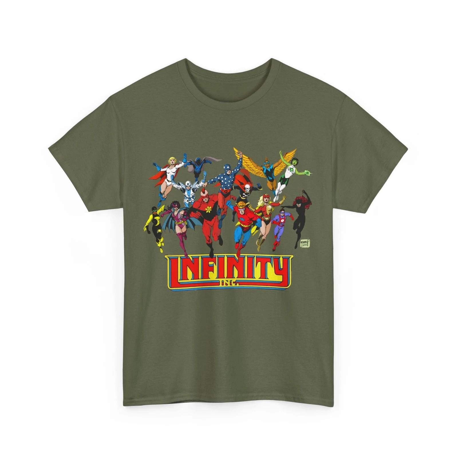 Infinity Inc Shirt - Tom Grummett Art - Jade, Obsidian, Huntress - DC Comics