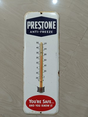Vintage Thermometer Preston Anti Freeze Tin merchandise advertising No Porcelain