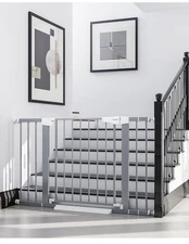 Cumbor Baby Gate Gray 29.7-46” W X30.5”H Pressure Mounted Auto close Doggy Door
