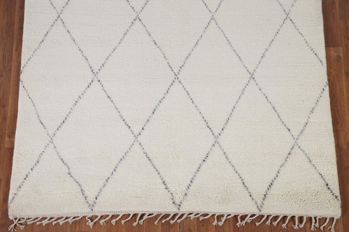 Ivory Trellis Modern Moroccan Oriental Area Rug 5'x8' Wool Hand-knotted Carpet - Picture 5 of 12