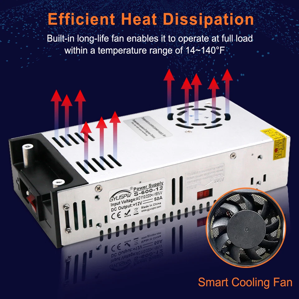 Fuente de alimentación conmutadora transformador industrial AC 110V a CC 12V 25A-50A 300A-600W Foto 3 de 4