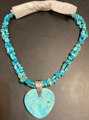 Jay King DTR Mine Finds 2 Strand Turquoise Necklace Heart pendant set 925 W/ Box