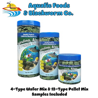 12mm Spirulina & Algae Sinking Wafers. FREE 12-Type Pellet Mix & 4-Type Wafers