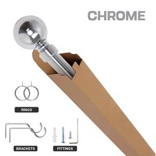 Extendable Curtain Pole 28mm Metal Poles with Fittings Finials Rings Rod Hooks