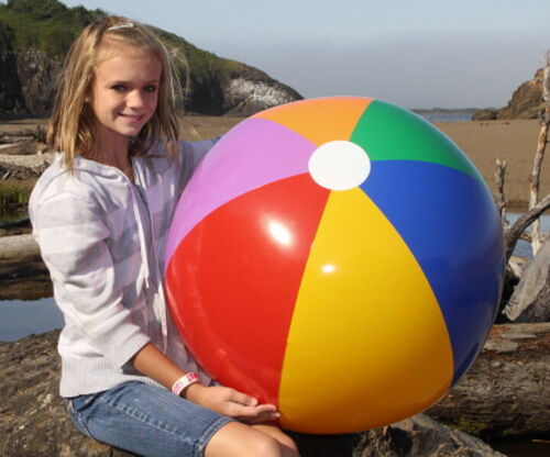 36" Inflatable 7 COLOR Beach Ball, Glossy Vinyl, Fun Pool Toy & Party Decoration - Picture 1 of 4