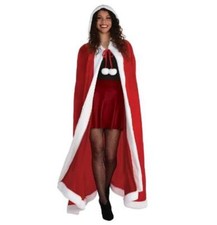 Christmas Cloak - Mrs Claus - Elf - Red/White - Costume - Women - One Size