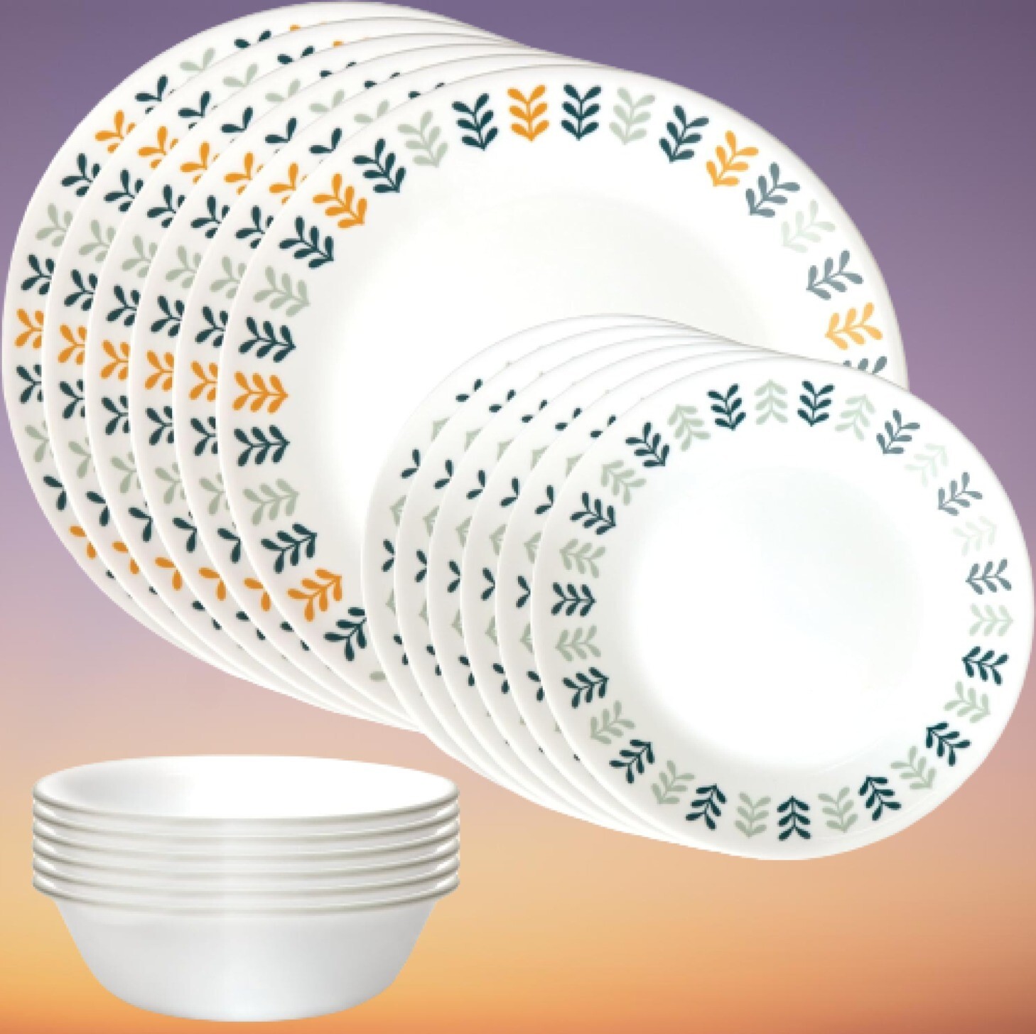 Corelle Lightweight 18 piece Leaves Pattern Dinnerware Set - Main Image