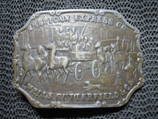 AMERICAN EXPRESS CO. WELLS BUTTERFIELD BELT BUCKLE VINTAGE 1980s USA WAGON