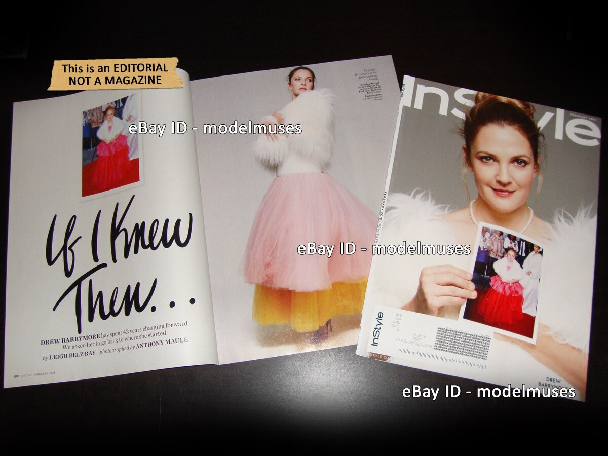 DREW BARRYMORE 15-Page Editorial ARTICLE Cover IN STYLE US