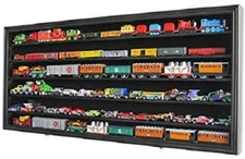 Train Display Case HO N Z Cars 1/64 Model Toy Matchbox Black Solid Wood Cabinet