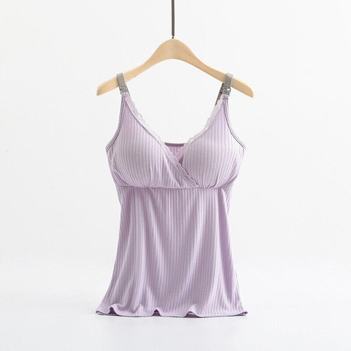 Women Maternity Nursing Tank Tops Front Open Buckle Breastfeeding Vest Blouse - Picture 11 of 65