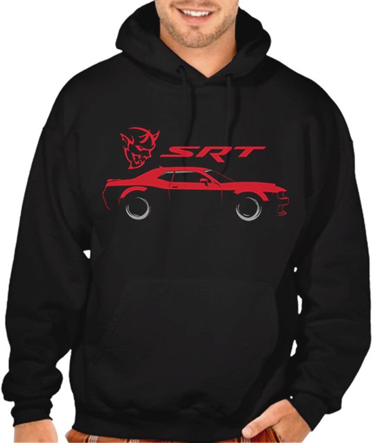 Men's Dodge Challenger Demon SRT Black Hoodie Hellcat Muscle Car Racing