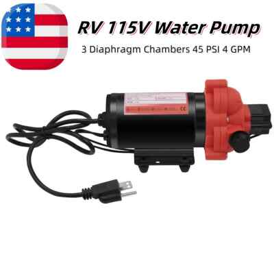 #ad RV 115V Water Pump Water Pressure Booster Pump 45 PSI 4 GPM Marine Yacht Garden $62.74