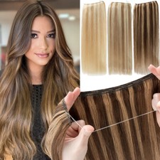 Invisible 100 Real Remy Human One Piece Wire Clip in Hair Extensions Nano Ring