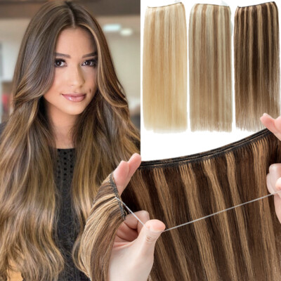 Invisible 100% Real Remy Human One Piece Wire Clip in Hair Extensions Nano Ring