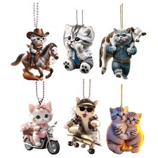 Cute Cat Acrylic Car Ornaments For Rearview Lens Pendant