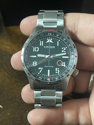 Citizen Men's Watch BM7551-50X Eco-Drive Green Dial Silver