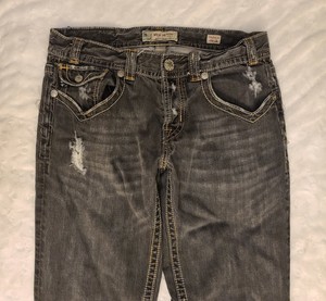 dark gray distressed jeans