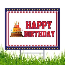 Circus Theme Happy Birthday Yard Sign w/ Metal Stake