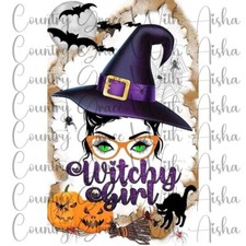 Sublimation Transfer Print Halloween Witchy Girl Ready to Press Heat Transfer