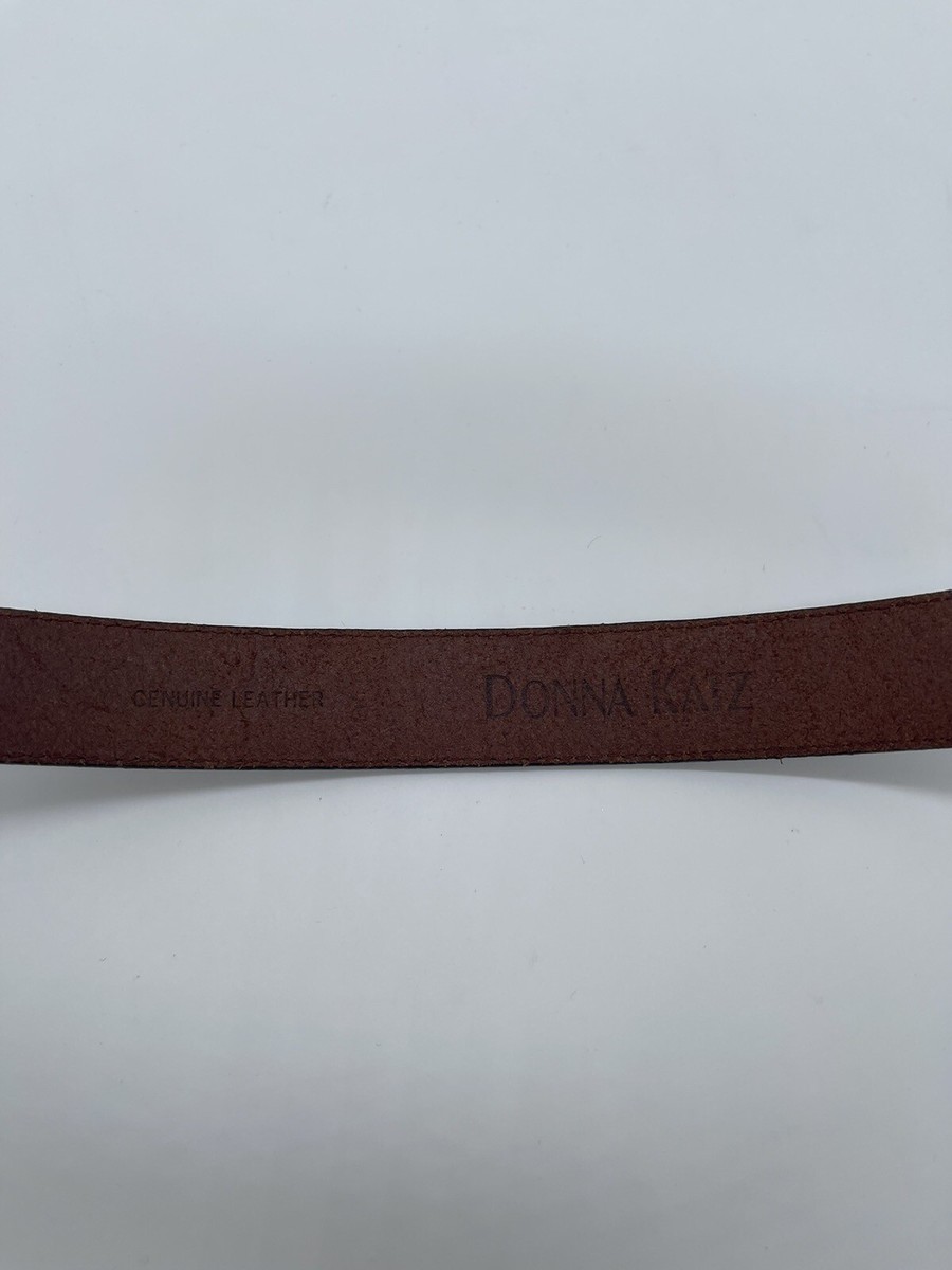 Vintage DONNA KATZ Brown Leather Belt Silver Buckle Flowers  display picture 3