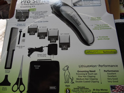 Wahl Lithium Ion Pet Pro Series Rechargeable Pet Clippers Grooming Kit 9177 - Picture 3 of 9