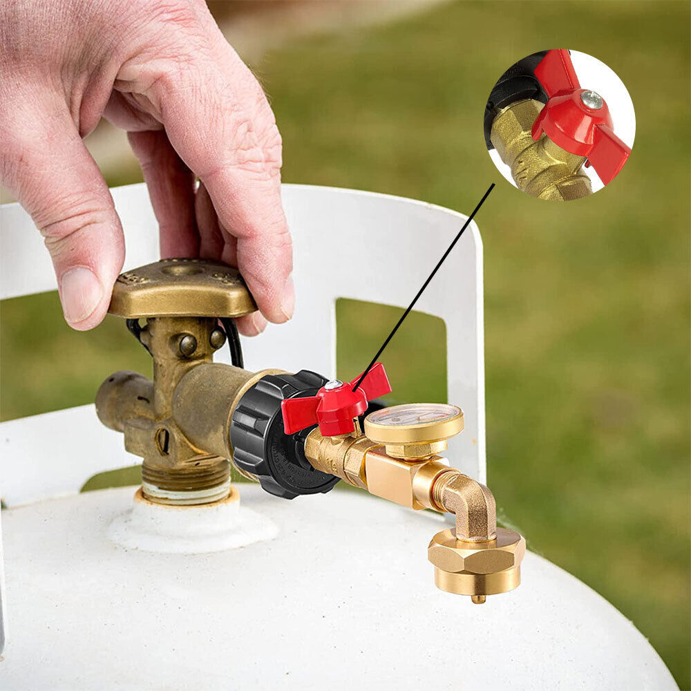 Propane Refill Adapter W/Gauge & Control Valve Fill 1 Lb Bottles From 20 Lb Tank