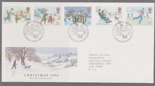Great Britain 1990 Christmas First Day Cover 292b Edinburgh to Capetown