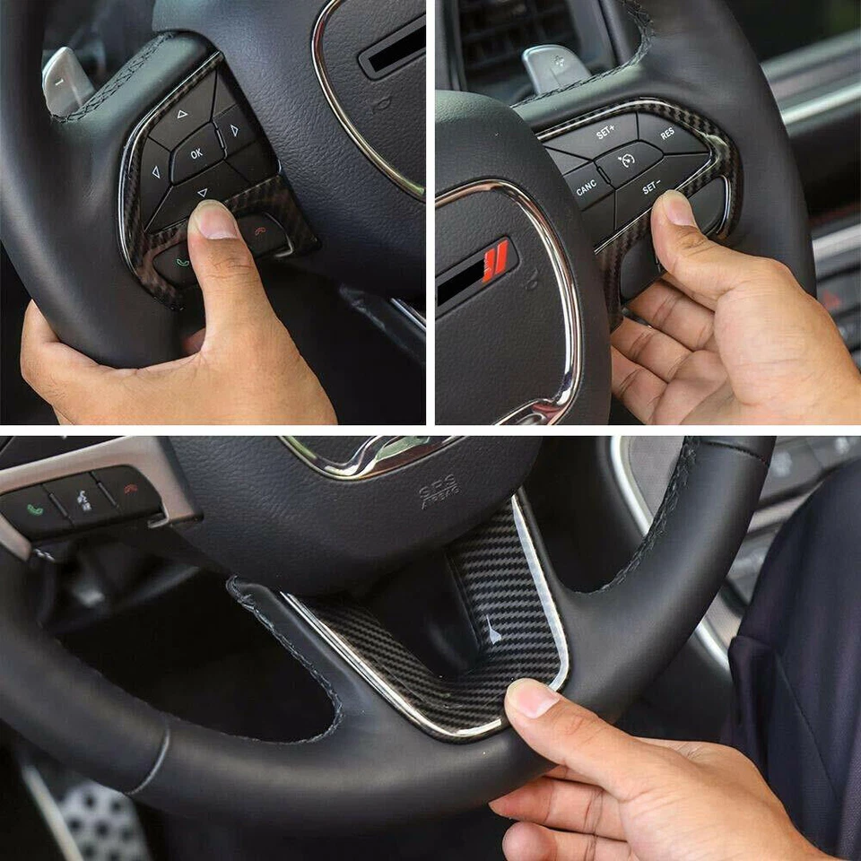 13x Carbon Fiber Central Control Dash Decor Cover Trim Kit for Dodge Charger 15+ - Image 4 of 4