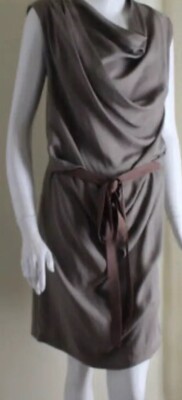 NWT Brunello Cucinelli Sz 8 44 IT Silk Draping Ruched Wool Cashmere Dress Fine