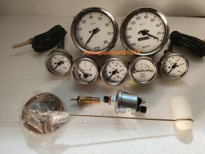 Smiths Replica Gauge Kit – Temp, Oil, Fuel, Amp, 0-80 RPM, 0-180 KM/H – 100mm – Classic Style