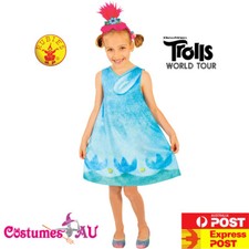 Girls Poppy Trolls 2 Costume World Tour Queen Deluxe Child Book Week Fancy Dress