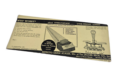 Detecto-Gram Scales Jacobs Bros. Co Brooklyn NY Press Button Postage Ink Blotter